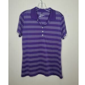 Nike Golf Dri-Fit Tour purple white striped short sleeve polo shirt - large